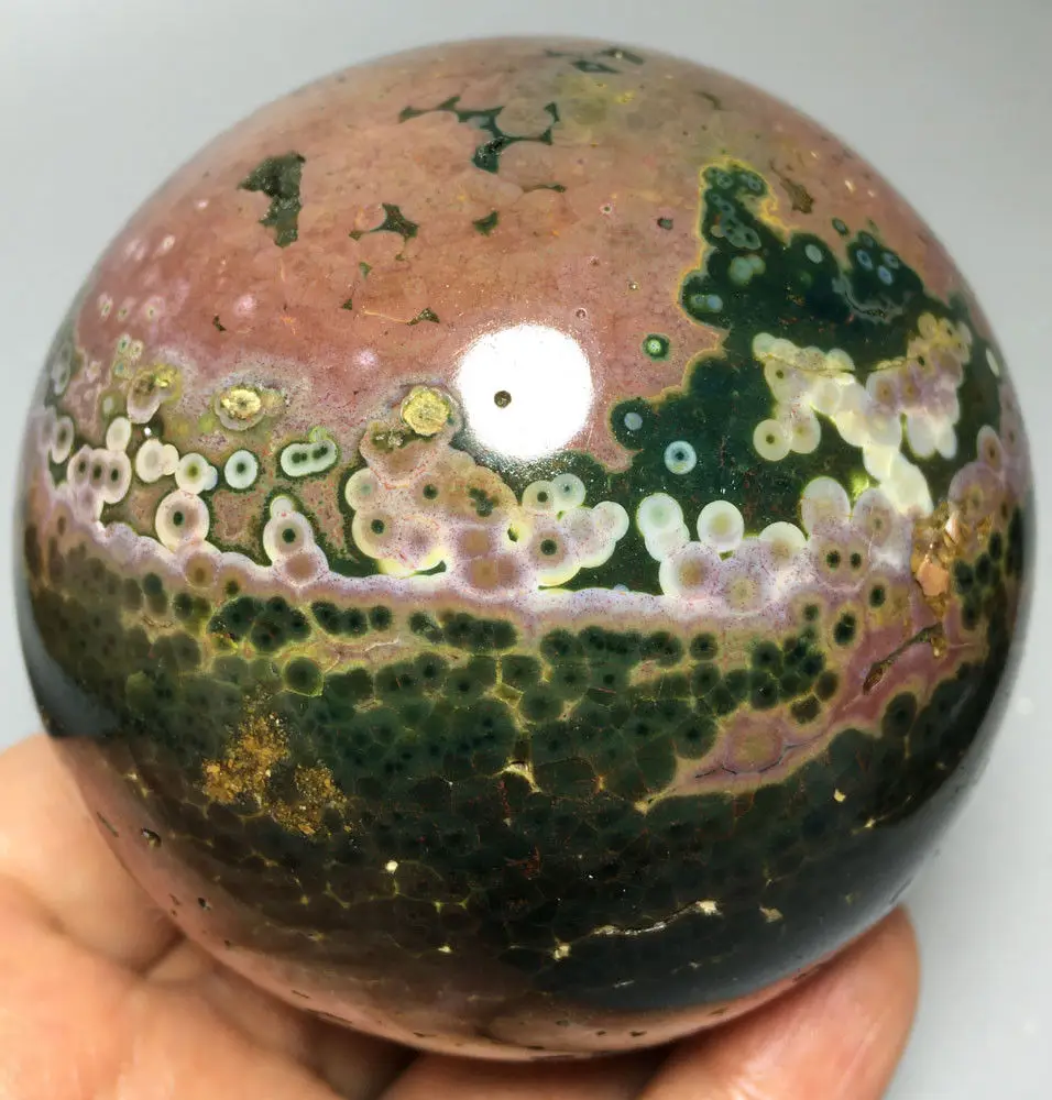 685g Raw NATURAL OCEAN JASPER QUARTZ CRYSTAL sphere BALL HEALING wedding souvenirs guests | Дом и сад