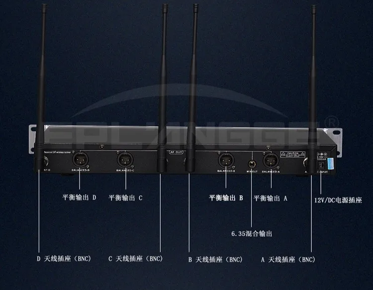 Перезаряжаемая портативная 4 четыре черного цвета 4x100Ch тура Разнообразие беспроводной микрофон микрофонная система