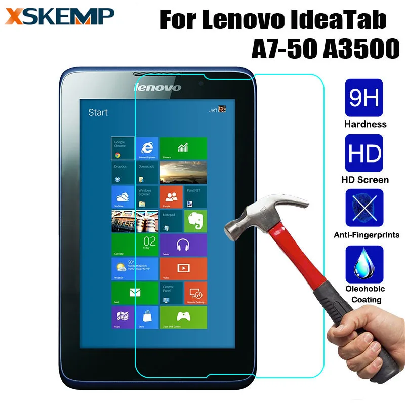 

XSKEMP Tablet Transparent Tempered Glass For Lenovo Tab A7 A3500 7" Anti-Scratch Screen Protector Front Guard LCD Toughened Film