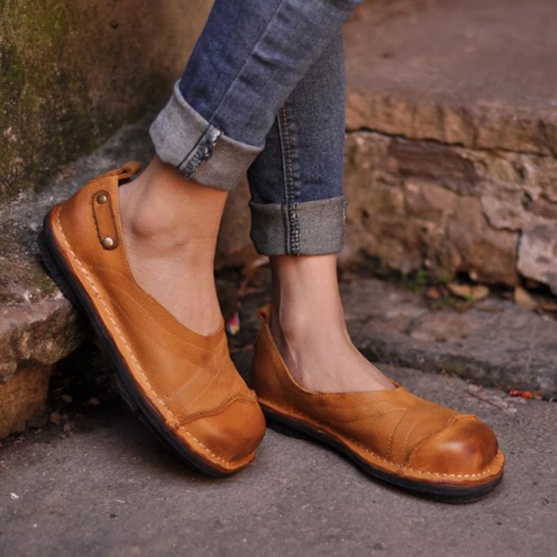 

MoneRffi 2019 Summer Women Casual Shoe Genuine Leathers Fashion Buckle Breathable Slip-on Peas Massage Flat Shoes Dropshipping