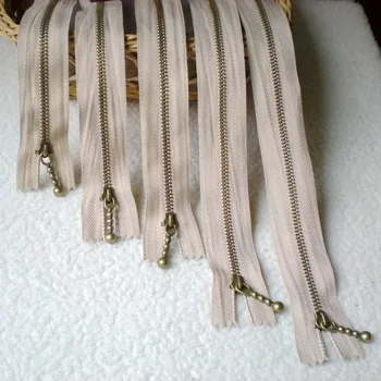 10Pcs/Lot 12/15/20/30/40cm 3#Metal Zippers Vintage Khaki Lighting Lifting Zipper for Sewing Bag Garment DIY Accessory Bronze Zip