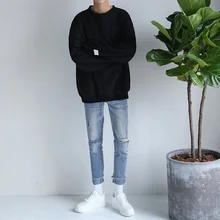 Осенний свитер с воротником-хомутом мужской свободный мужской пары негабаритных корейских трендов сплошной цвет куртка с длинным рукавом 8