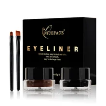 Niceface Фирменная Новинка 4 в 1, в черном и коричневом цветах карандаш-подводка для глаз крем+ глаз кисти для макияжа, длительный срок службы натуральная подводка для глаз гель Косметика M28