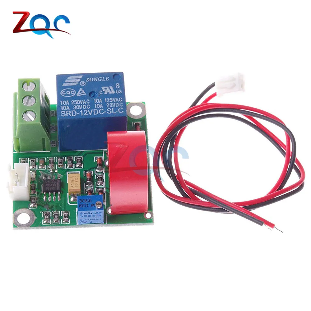 

12V AC Current Detection Module AC Current Sensor Module 0 -5A Switching with 1 Channel Relay & Connect Wire
