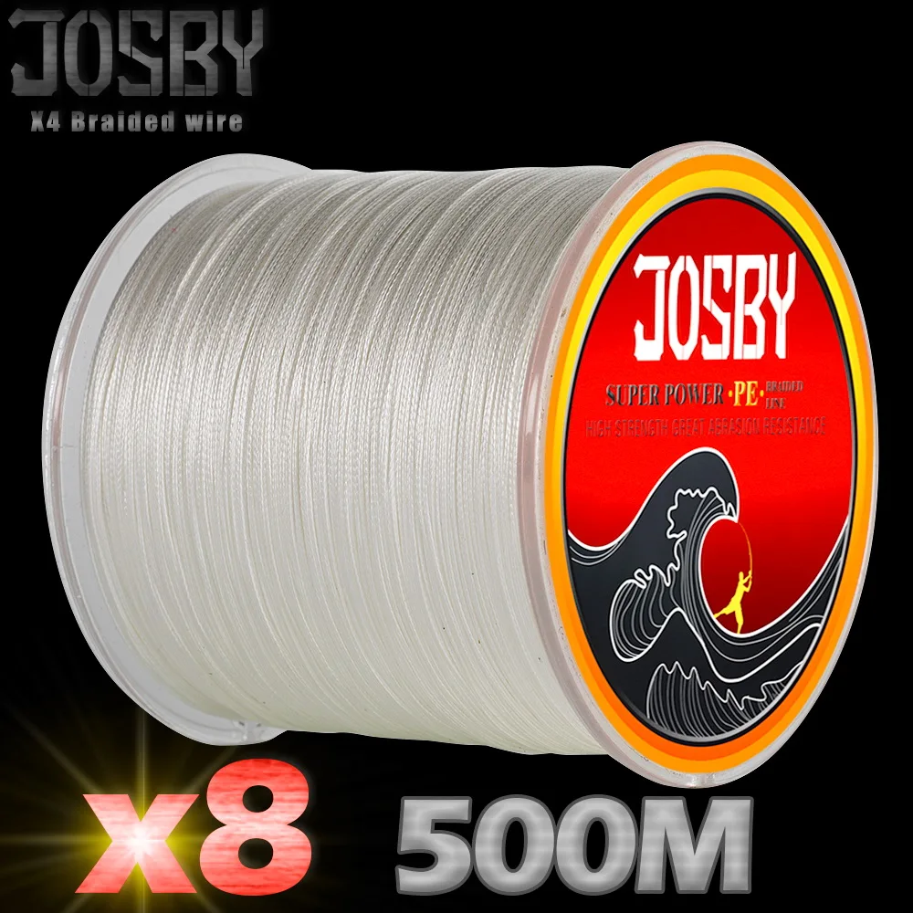 JOSBY 500 м 8X рыболовная брендовая супер прочная японская многонитевая ПЭ плетеная рыболовная леска 8 нитей 12LBS-78LBS ловля карпа