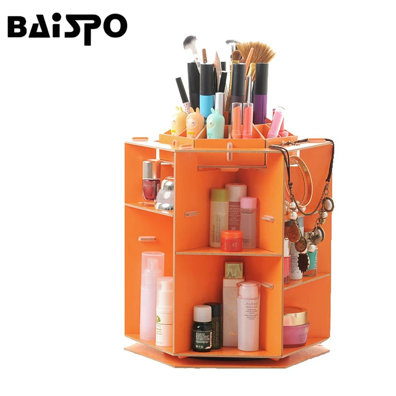 Baispo ящик для хранения моды 360 градусов вращающийся Макияж Организатор Box Кисточки