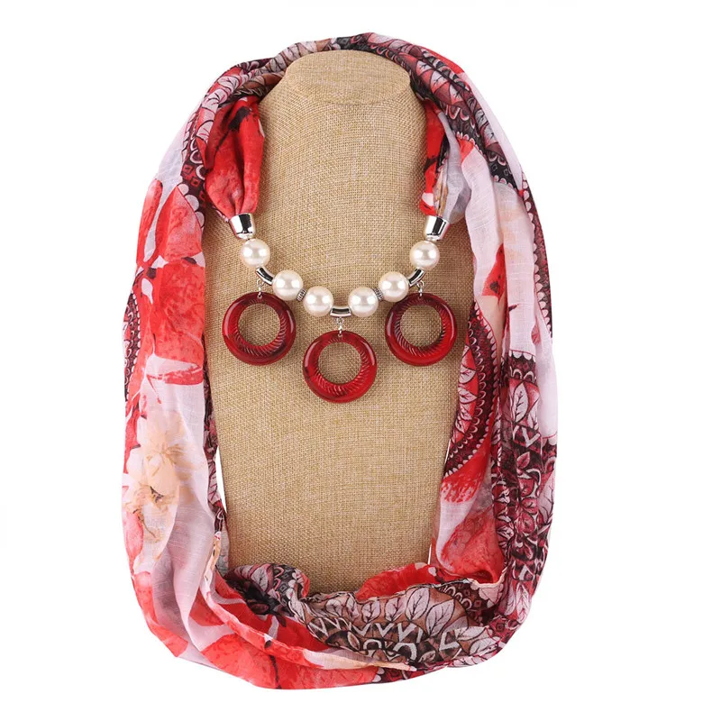 RUNMEIFA новое ожерелье кулон шарф для женщин Вуаль шарф принт платок Femme Смола стекло аксессуары шарф Прямая поставка