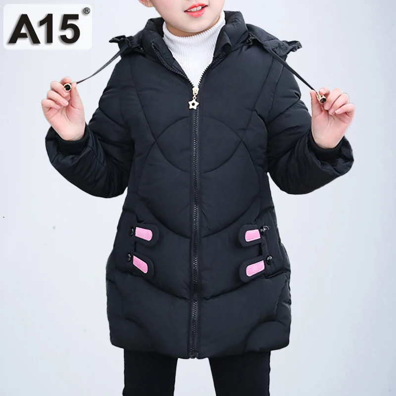 

Children Winter Jacket Girls Parka Coats Baby Girls Clothing 2018 Kids Down Jacketts Black Hooded Thicking Warm Jackets and Coat