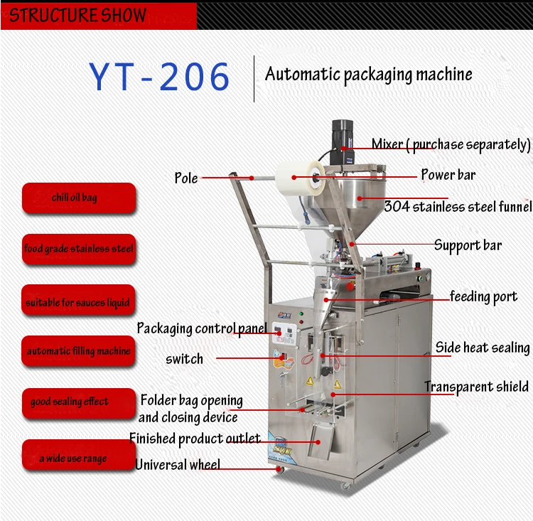 Упаковочная машина для мешков для приправ соус Чили соевое масло с уксусом для наполнения и запечатывания пасты