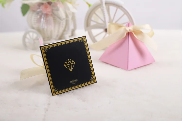 100 шт креативный мраморный стиль треугольная пирамида свадебный сувенир коробка для сладостей вечерние поставки спасибо подарок шоколадная коробка из под конфеты