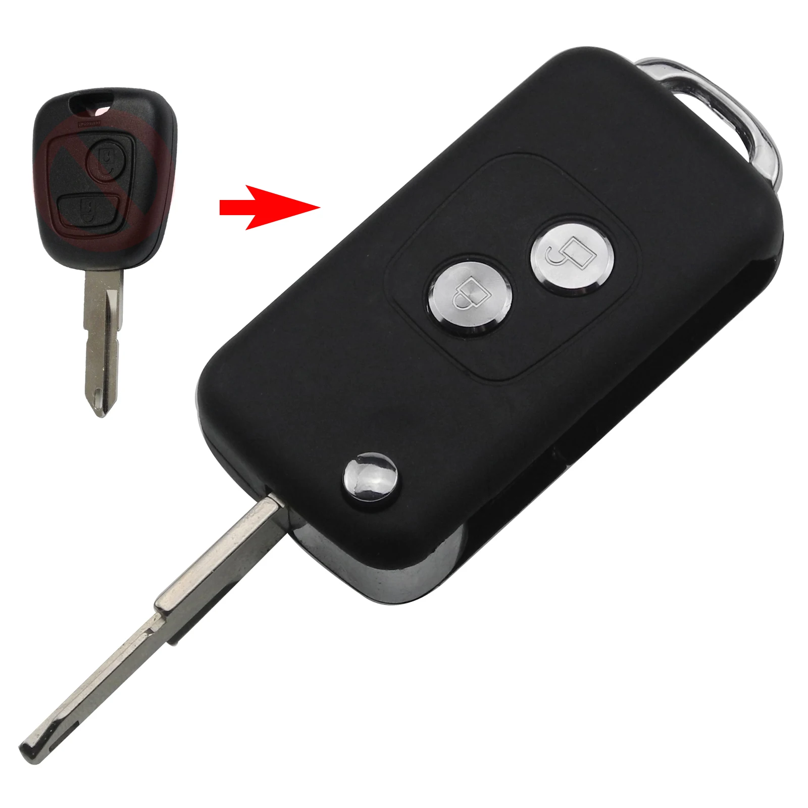 

jingyuqin 2 Buttons Remote Car Key Shell Modified Flip Folding for PEUGEOT 206 for Citroen NE73 Blade Car Accessories