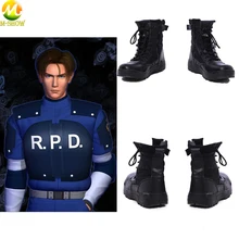  Resident Evil 2 Leon Scott Kenned Cosplay Boots Game Black Martin Boots Boots Halloween Costume Boots For Adult Men