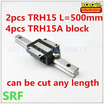 

2pcs Linear Guide Rail TRH15 L=500mm 15mm width +4pcs TRH15A Linear Rail Flange block for cnc