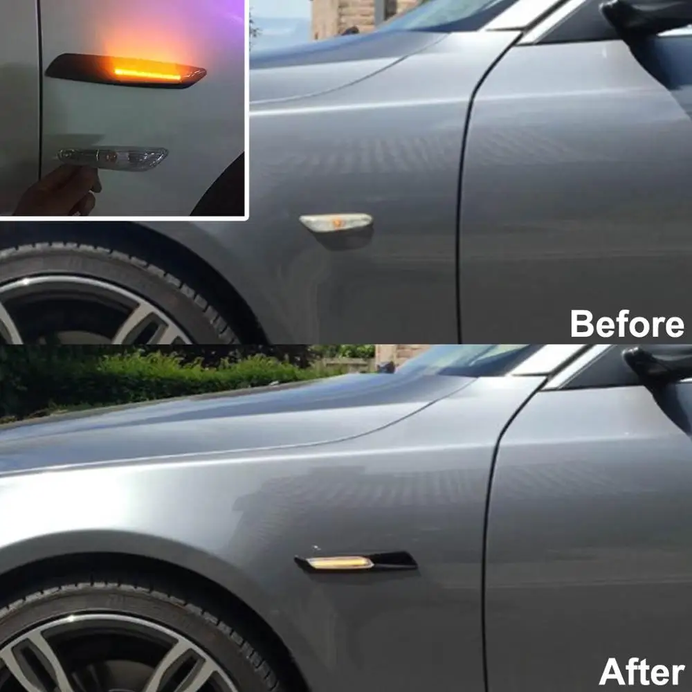Янтарный светодиодный боковой габаритный фонарь для BMW E60 E82 E83 E88 E90 E91 дымчатые