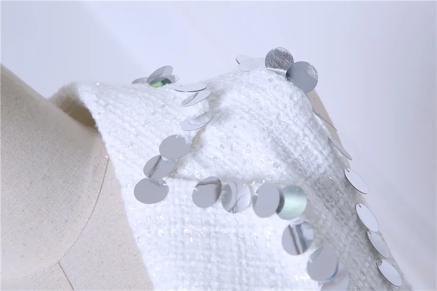 Cakucool Women Sequins Vest Autumn Wool Blend Turn-down Collar Formal Office Lady Waistcoat Slim Sleeveless Jacket Female White Cakucool Women Sequins Vest Autumn Wool Blend Turn-down Collar Formal Office Lady Waistcoat Slim Sleeveless Jacket Female White