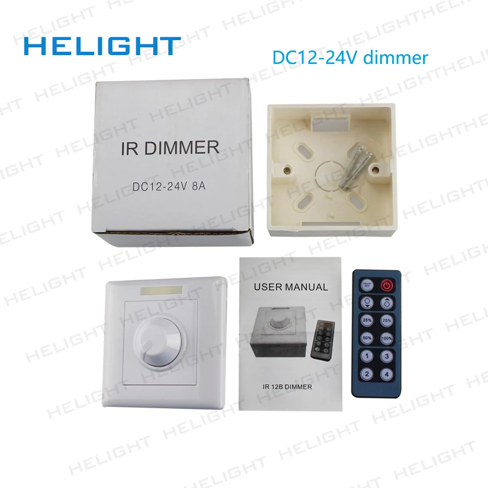 

DC12-24V Wall Dimmer controller Switch Dimmable IR12Key Remote Control For Single Color 5050 3528 LED Strip Light
