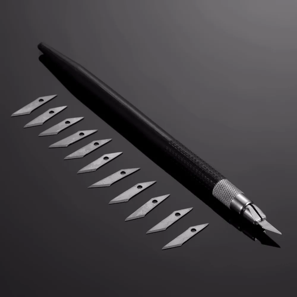 DIY Leather Wood Carving Pen Knife Graver Craft Cutting Tool With 12pcs