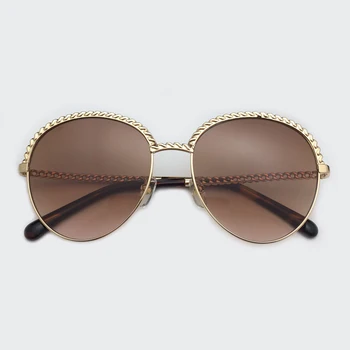 

2019 New Fashion Oval Sunglasses With Chain Women Men Designer Retro Sunglasses Women's Sunglasses Oculus De Sol UV400