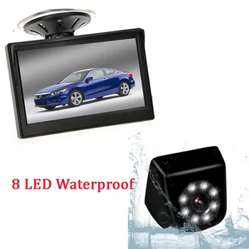 

5" Car Reversing Camera Rear View LCD Monitor +CCD 8led Night Vision Autos Parking Reverse Backup Camera