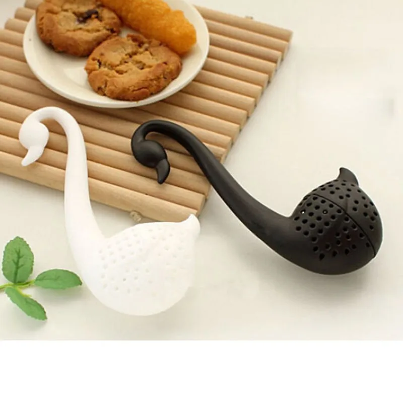 

New Nolvety Gift Swan Spoon Tea Strainer Infuser Teaspoon Filter Creative Plastic Tea Tools Kitchen Accessories SF158