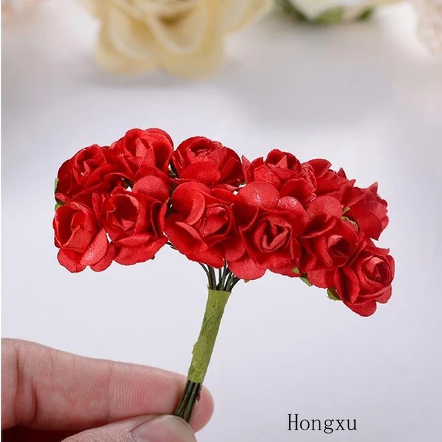 144pcs Artificial Mini Paper Rose Flower Bouquet DIY Wreath Wedding Favour Decor