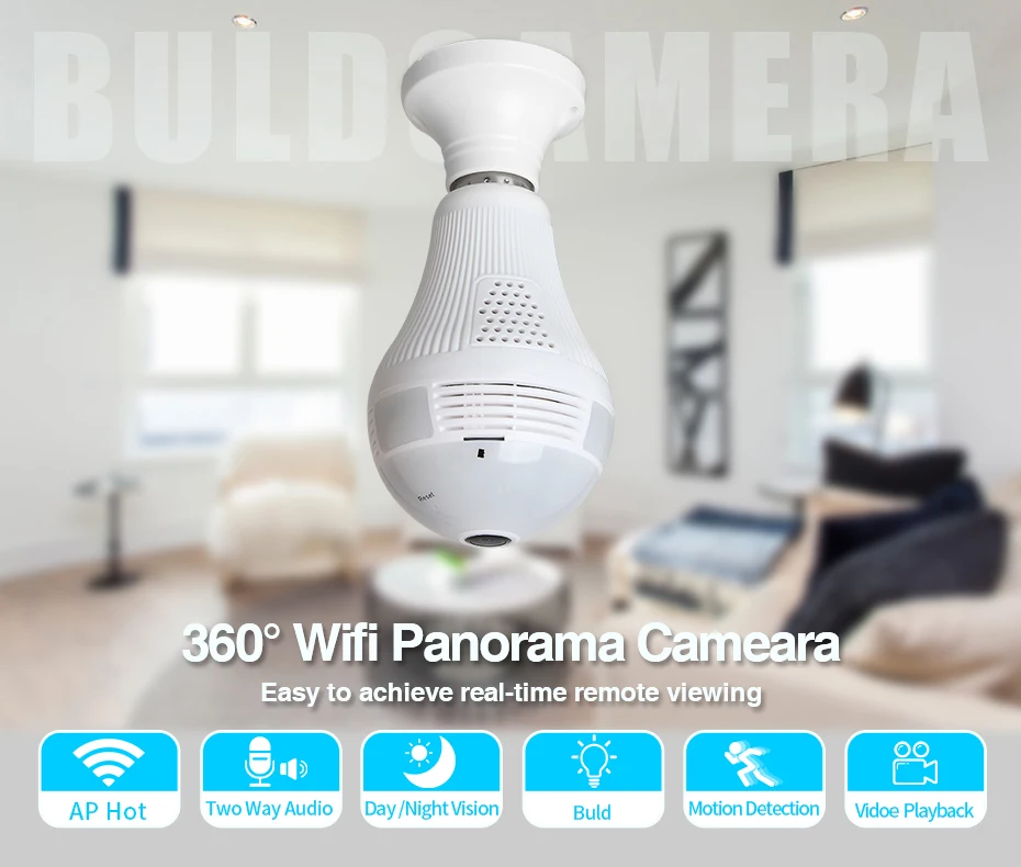 960P Fisheye Ip Камера Беспроводной Wi Fi домашней безопасности “рыбий глаз” с лампы ip