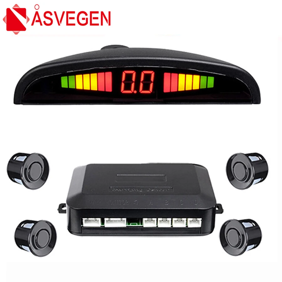 

Asvegen Car Auto Parktronic LED Parking Sensor 4 Sensors Reverse Backup Parking Radar Monitor Detector System Backlight Display