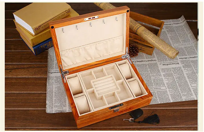 Роскошные 4-слот деревянная коробка для часов шкатулка для драгоценностей для часы organizador часы Подарочная декоративная коробочка MSBH011