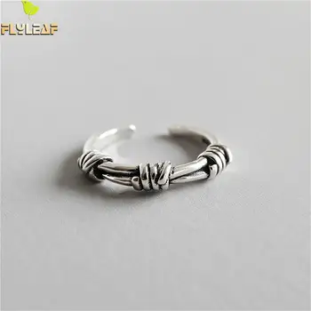 

Flyleaf 925 Sterling Silver Rings For Women Personality Rope Knot Femme Fashion Fine Jewelry Open Ring Vintage High Quality