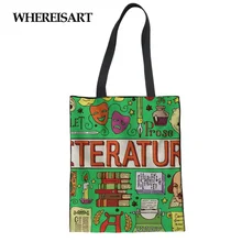 WHEREISART бесшумные женские сумки для покупок, сумка-тоут для любителей искусства, дорожная сумка на плечо, складной продуктовый сумочка