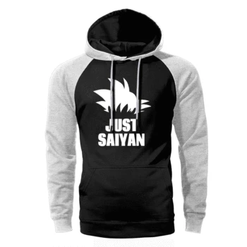 

Just Saiyan Hoodies Men Dragon Ball Pocket Raglan Cartoon Sweatshirts Japanese Anime 2020 Spring Autumn Streetwear Sportswear