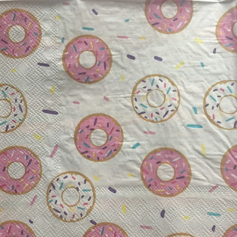 

20 Vintage table napkin paper pink tissue donut handkerchief decoupage wedding party Christmas banquet serviette dinner decor