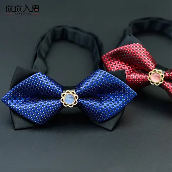 

Handmade cat 's eye gemstone bow tie Fashionable polyester jacquard men' s quality bow tie