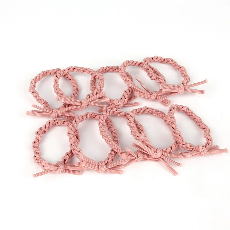 Прочная плетеная лента для волос в Корейском стиле, 10 шт./лот, эластичные резинки для волос для женщин и девочек, плетеные радужные цвета, инструменты для завязывания конского хвоста - Цвет: pink