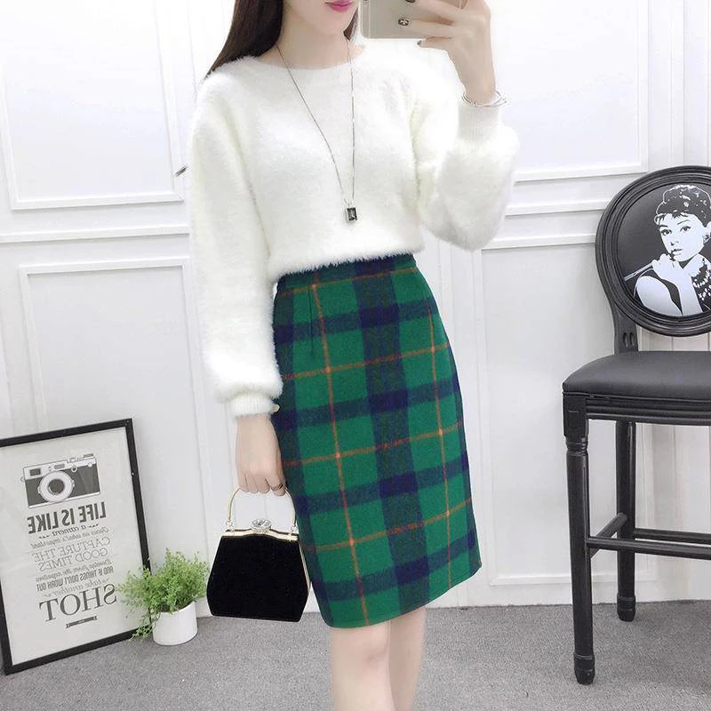 

Autumn Winter Women Two Piece Set Female Knitted Sweater And Pencil Skirt Suits Sets Ladies Slim Tracksuit Clothing Outfits F204