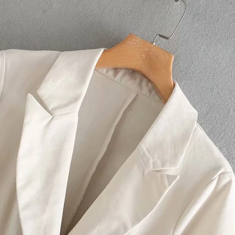GOPLUS Retro Linen Blazer Feminino Ladies Blazers Blet Female Summer Short Sleeve Double Breasted Suit Jacket Women Blaser Mujer