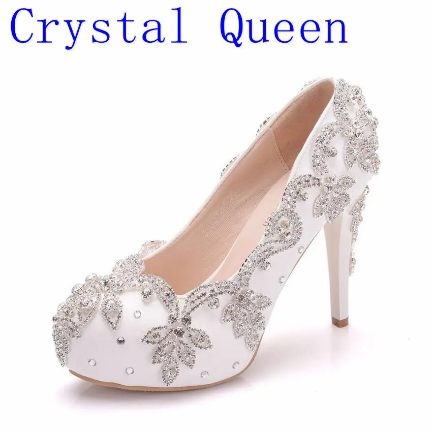 Crystal Queen Wedding Shoes Bride Heels Crystal Pumps Day Evening