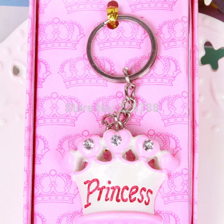 1 шт. для маленьких девочек принцесса императорская корона брелок для ключей брелок ленты подарочная коробка душа ребенка пользу сувенир, подарок на свадьбу