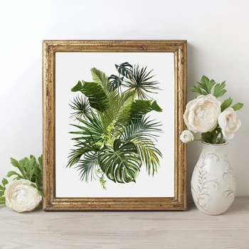 

Vintage Tropical Plants Leaves Poster Canvas Art Print , Botanical Classic Canvas Art Painting Wall Picture Home Decoration