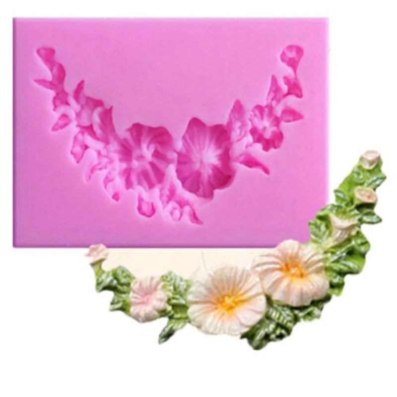 Silicone Floral Swag Sgarcraft Molds 3D Flower Basket cake mold chocolate gumpaste Cupcake