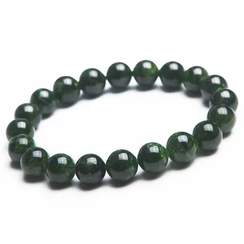 

Drop Shipping Women Female Stretch Healing Crystal Round Bead Bracelet Green Natural Diopside Bracelet 9mm