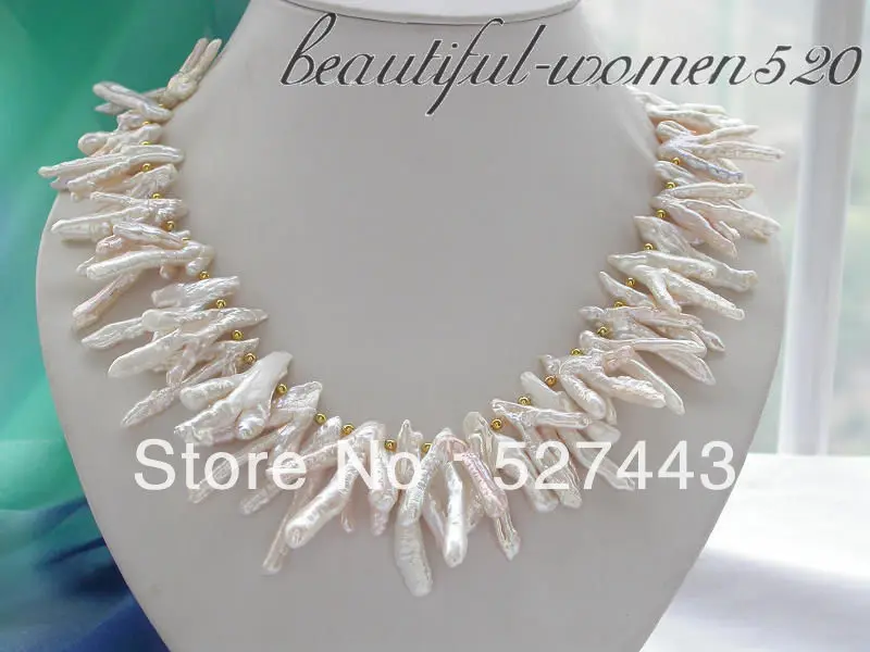 

Wholesale fast Rare 18" 30mm white Chicken Foot baroque Freshwater cultured pearl necklace