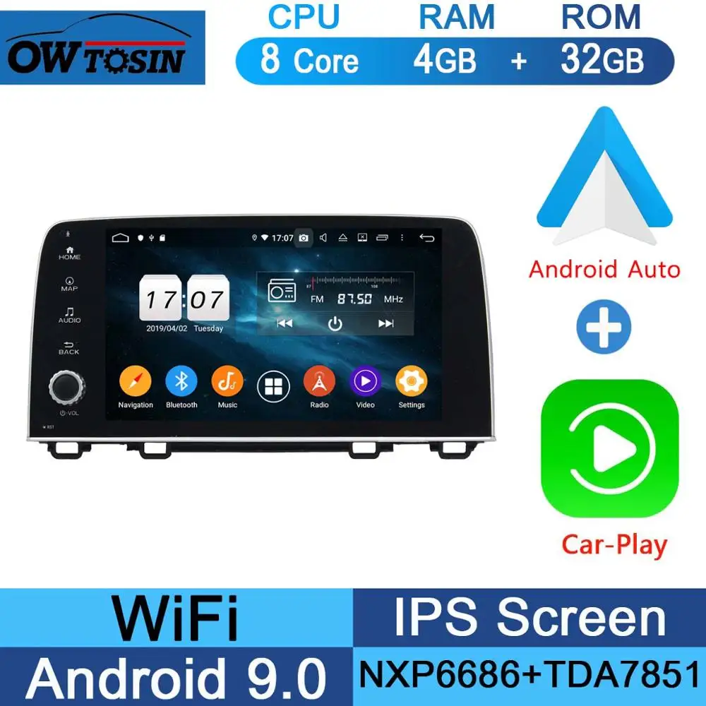 " ips 8 ядерный 4G+ 64G Android 9,0 автомобильный DVD мультимедийный плеер для Honda CRV CR-V gps Радио Стерео Parrot BT CarPlay - Цвет: 32G CarPlay Android