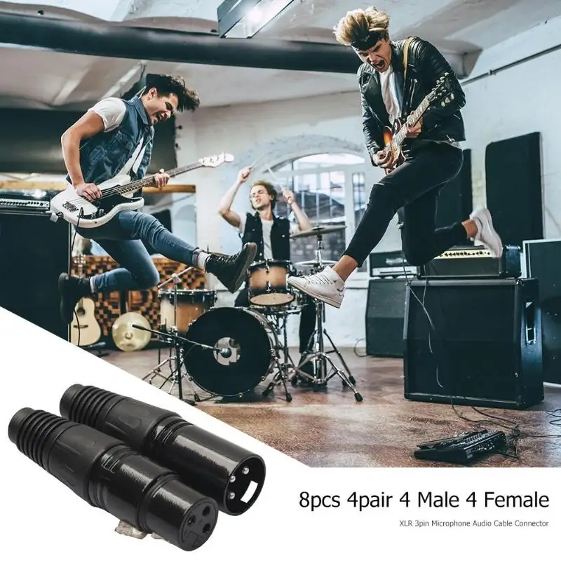 Черный 8 шт. 4 штекера гнездо XLR 3Pin микрофон аудио кабель Разъемы для DIY