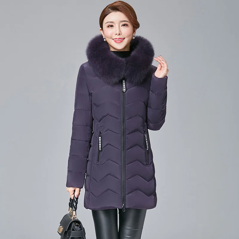 

Large size Winter Warm Hooded Women's Down jacket 2020 New Fashion Solid color High quality Fur collar Women Down jacket NUW323