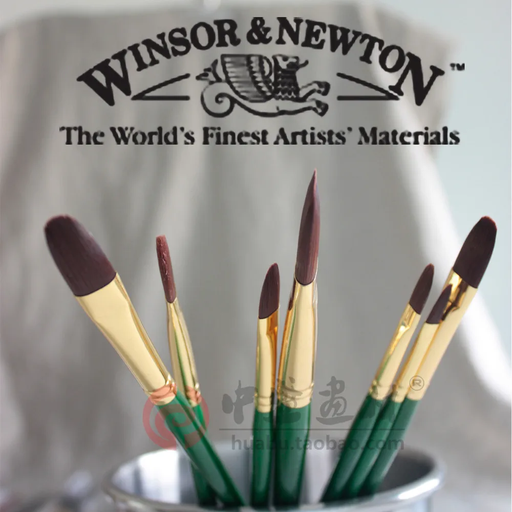 Winsor& Newton нейлоновые волосы кисти для живописи маслом, акриловой живописи. Филберт голова, длинная деревянная ручка, 7 шт./компл., продаем быстро