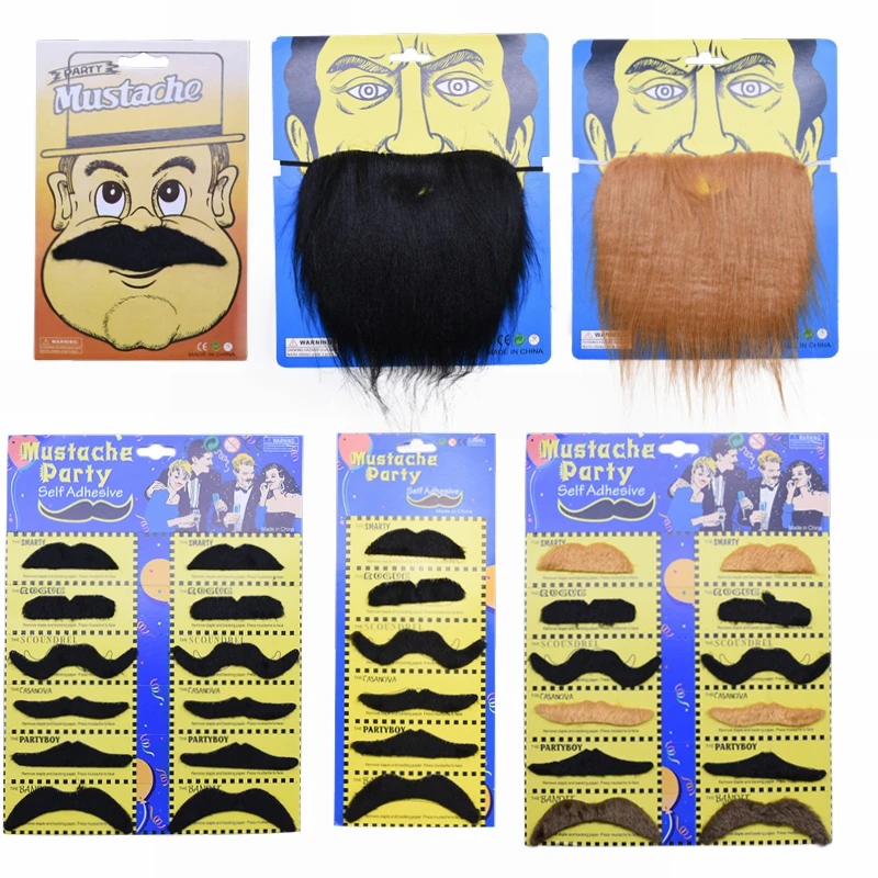 

Halloween Cosplay Fake Mustache Beard Black Brown White Funny Costume Beard Party Decoration Kids Adult Photo Props Supplies