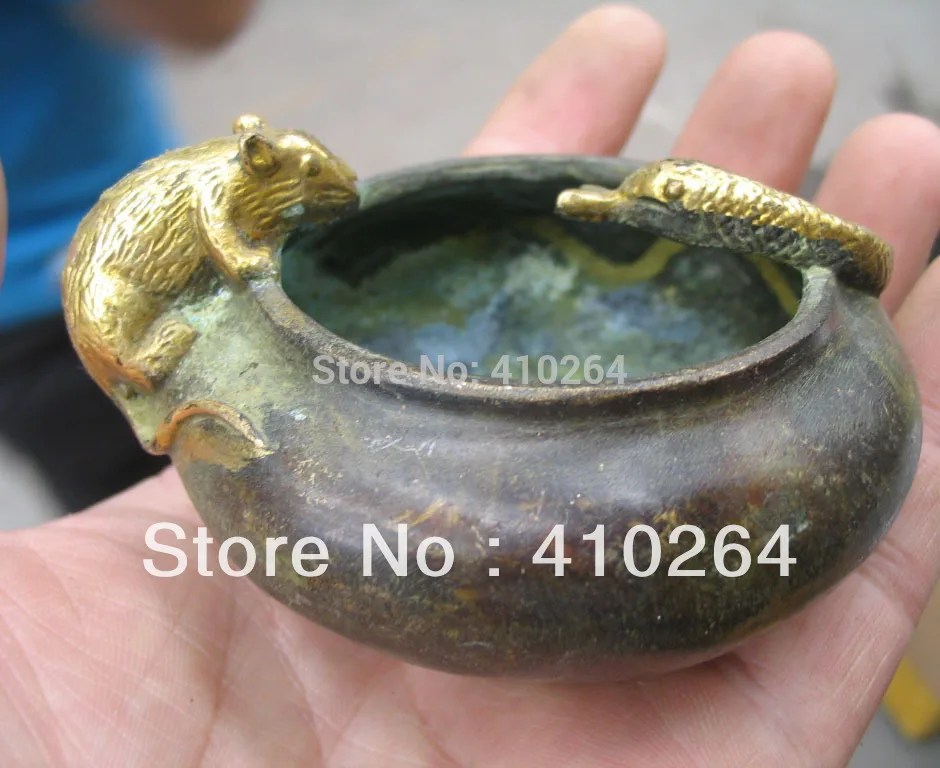 

$old craft$ gold double gold Totem pen wash Chinese Classic bronze Statue (A0321)