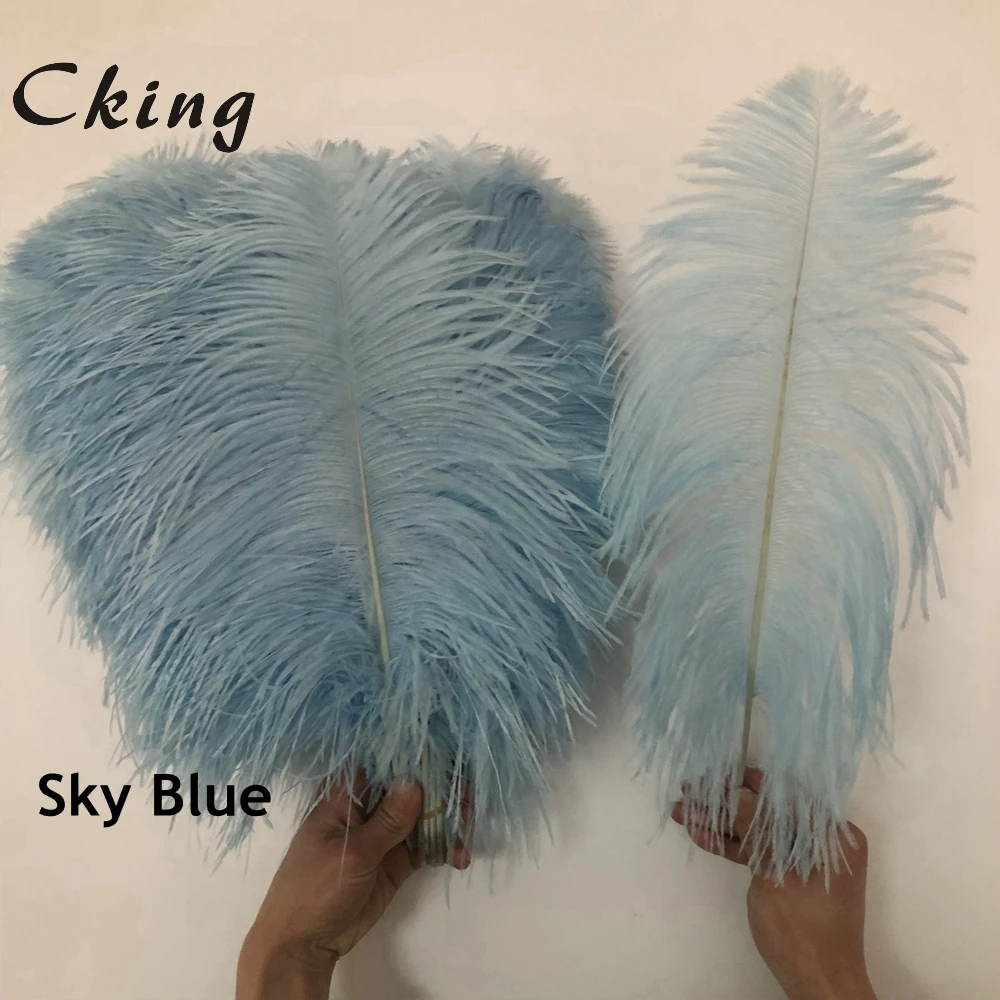 wholesale 100pcs High quality natural real peacock Blue dyed ostrich feathers 6-24inch/15-60cm diy Decorations stage performance