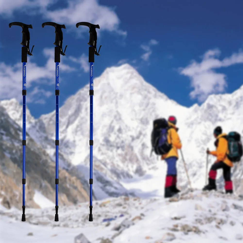 Walking stick Hiking Walking Trekking Trail Poles Ultralight 4-section Adjustable Canes H1E1 EA14